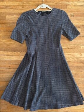 Theory Gray Textured Fit-and-Flare Mini Dress
